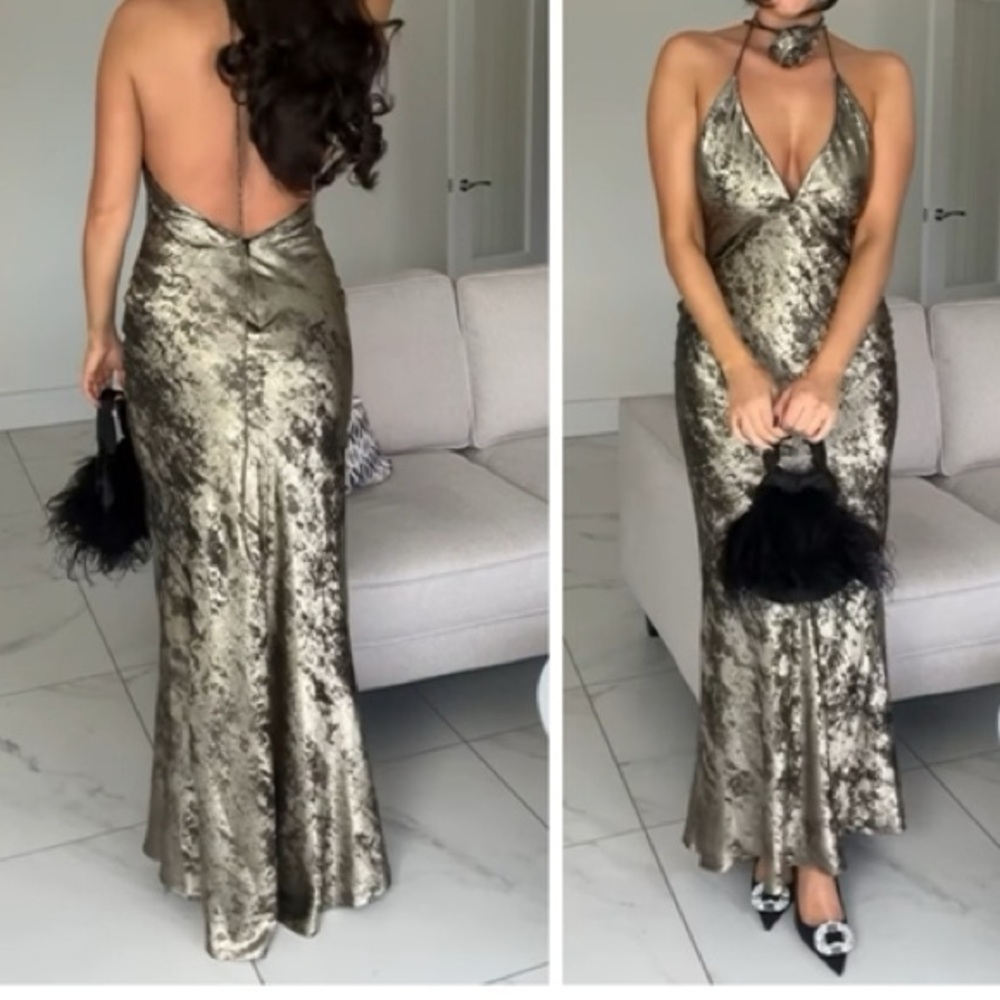 Zara Gold Backless Dress